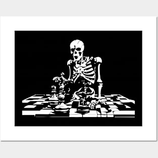 skeleton playing chess Posters and Art